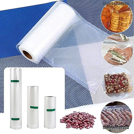 Cuộn Túi Hút Chân Không Thực Phẩm Một Mặt Nhám Một Mặt Trơn Dạng Hạt Mịn Phù Hợp Cho Tất Cả Các Dòng Máy Hút Chân Không GROFA