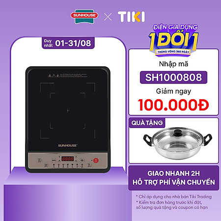 Bếp Từ Đơn Sunhouse SHD6157 (1800W) - Kèm Nồi Lẩu - Hàng Chính Hãng