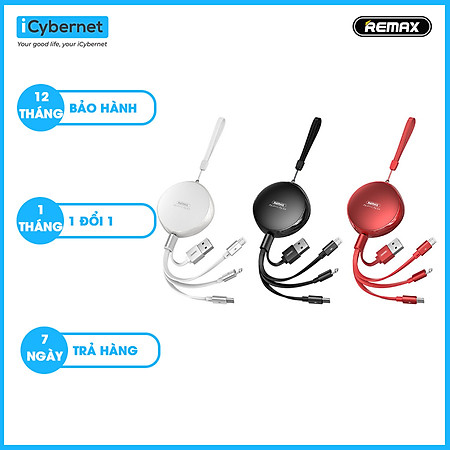 Cáp sạc nhanh 2.1A 3 trong 1 Remax Sury Series RC185th -Hàng chính hãng