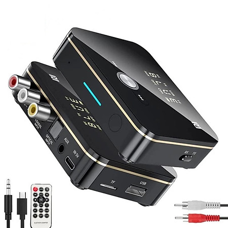 Thiết Bị Thu Phát Tín Hiệu Bluetooth 5.0 NFC Có Đèn LED Và Giắc Cắm 3.5mm AUX RCA Bluetooth M8 - Hàng Nhập Khẩu