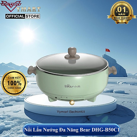 Nồi Lẩu Nướng Đa Năng Cao Cấp 5l Bear DHG-B50C1 Chống Dính - Hàng Chính Hãng