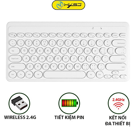 Bàn phím không dây HXSJ K610 USB2.4G giảm ồn, gọn nhẹ dễ mang đi, phù hợp PC/ Laptop/ Điện thoại- Hàng chính hãng