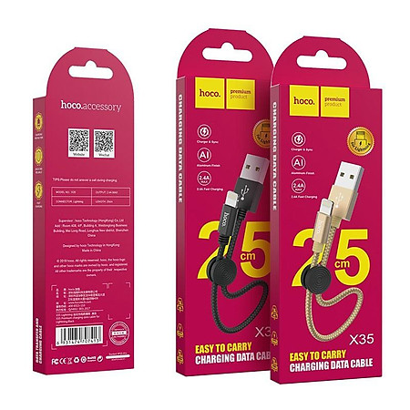 Cáp sạc nhanh 25cm Hoco X35 (iphone,Type C,Micro) - Hàng chính hãng