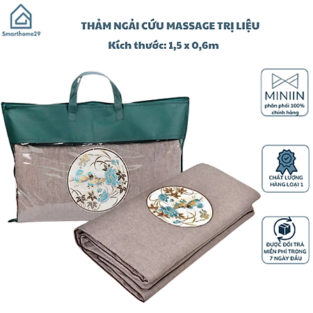 Thảm Ngải Cứu Điện, Đệm Sưởi Ngải Cứu Đông Y Nội Địa Trung Hỗ Trợ Đau Vai Gáy, Đau Lưng Nhức Mỏi Xương Khớp - TẶNG KÈM TÚI ĐỰNG HÀNG CHÍNH HÃNG MINIIN