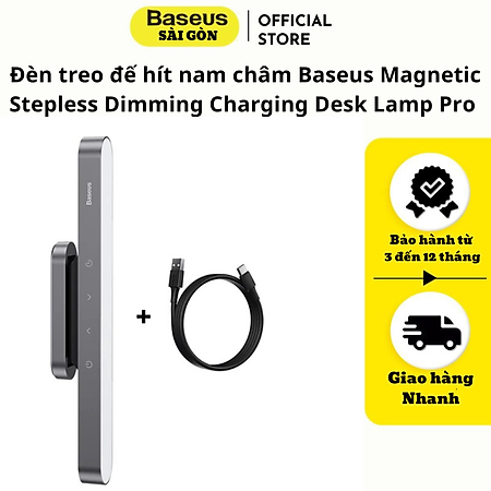 Đèn treo đế hít nam châm Baseus Magnetic Stepless Dimming Charging Desk Lamp Pro (1800mAh, 3000K - 5000K, 24h sử dụng liên tục, chống mỏi mắt)- Hàng chính hãng
