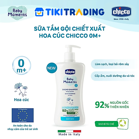 Sữa tắm gội cho bé chiết xuất Hoa cúc 0M+ Chicco 500ml