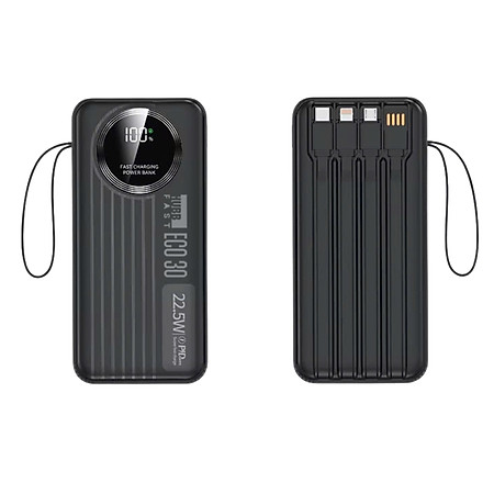 Pin dự phòng sạc nhanh 22.5W dung lượng lớn 30000mAh nhỏ gọn tiện lợi HubbFast ECO 30, Hàng chính hãng