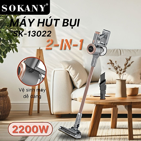 Máy hút bụi gia đình SẠC PIN KHÔNG DÂY SOKANY SK-13022 công suất 2200W, lực hút siêu mạnh,hút bụi sàn nhà, thảm, sofa - HÀNG CHÍNH HÃNG - DELIYA