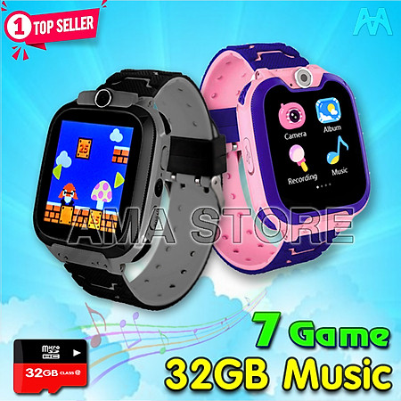 Đồng hồ Điện thoại có 7 GAME Giải trí, Hỗ trợ Thẻ nhớ 32G Music, lắp Sim không cần Đăng ký 4G, Thêm danh bạ dễ dàng không cần ứng dụng - Hàng nhập khẩu