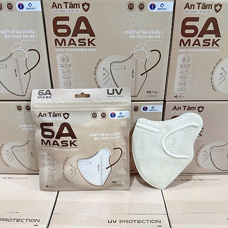 Thùng/Combo Khẩu Trang Y Tế Kháng Khuẩn Chống Nắng 6A  An Tâm -10 Túi/100 Cái