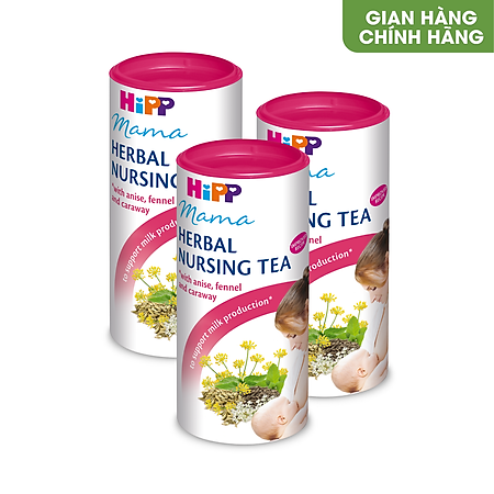 Combo 3 Trà cốm lợi sữa hoà tan HiPP Mama Herbal Nursing Tea 100% thảo mộc, dành cho mẹ sau sinh và đang cho con bú giúp bồi bổ cơ thể, hỗ trợ và tăng cường lượng sữa (2 hộp x 200g)