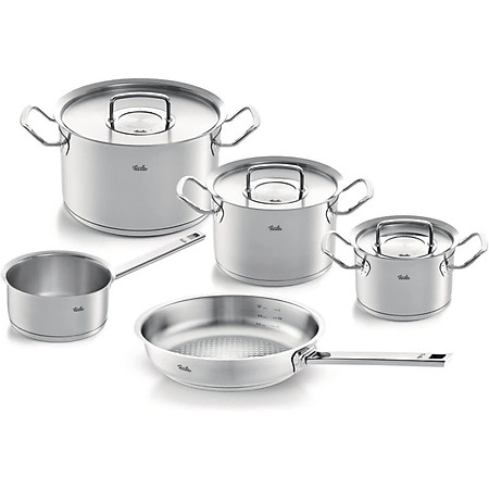 Bộ Nồi Fissler profi set 5 vung thép siêu cao cấp kèm quánh và chảo made in Germany Hàng Chính Hãng