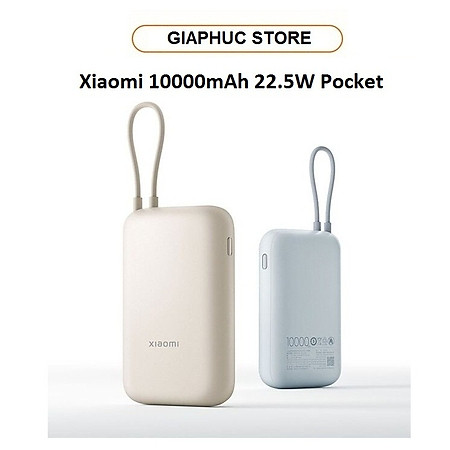Pin sạc dự phòng Xiaomi 10000mAh 22.5W Có dây cáp Type C Kèm Theo - Hàng Chính Hãng