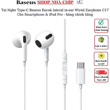 Tai Nghe Type-C Baseus Encok lateral in-ear Wired Earphone C17 Cho Smartphone & iPad Pro - hàng chính hãng