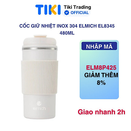 Cốc giữ nhiệt inox 304 Elmich EL8345 dung tích 480ML - Hàng Chính Hãng