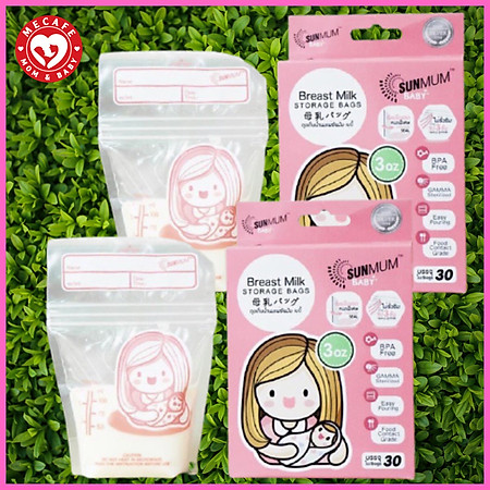 Combo 60 túi trữ sữa mẹ Sunmum mini hồng 100ml (2 hộp) tặng 2 zipper bảo quản