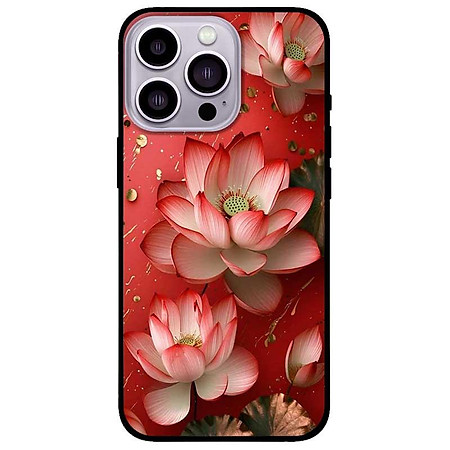 Ốp lưng cho IPhone 14 - 14 Plus - 14 Pro - 14 Pro Max - Sen Nền Đỏ - Hàng Chính Hãng