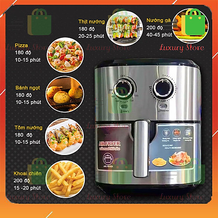 - Nồi chiên không dầu 9L chống dính cao cấp kiểu mới thiết kế sang trọng