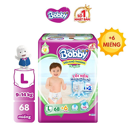 Tã quần Bobby Lõi nén thần kỳ 3mm Gạo non L68+6