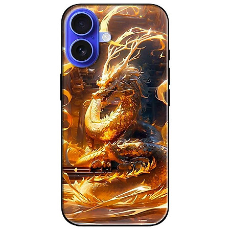 Ốp lưng dành cho Iphone 16 - 16 Plus - 16 Pro - 16 Pro Max - Rồng Vàng Lửa - Hàng Chính Hãng