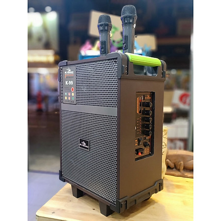 Loa kéo Kiomic K99 bass 20 ốp da cực đẹp - kèm 2 mic không dây UHF - Hàng chính hãng