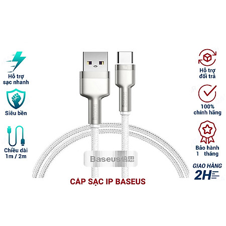 Cáp sạc nhanh, siêu bền Baseus Cafule Metal Series Type C 40W (USB to Type C, Zinc Alloy Material, Super Quick charge)- Hàng chính hãng.