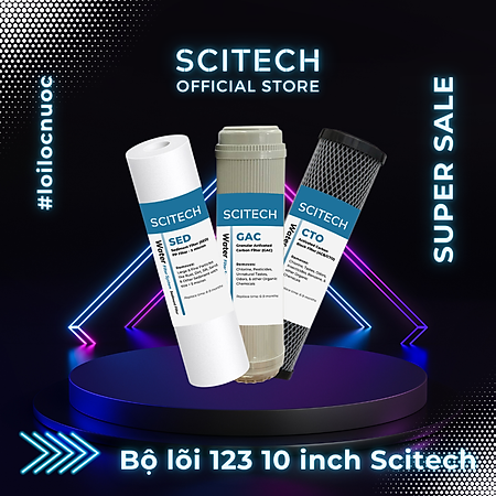 Bộ lõi lọc nước số 1,2,3 (PP-UDF-CTO) 10 inch dùng trong máy lọc nước RO, bộ lọc thô - Hàng chính hãng