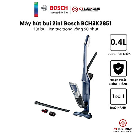 Máy hút bụi cầm tay Bosch serie 4 BCH3K2851 2in1 màu xanh 0.4L - Hàng chính hãng
