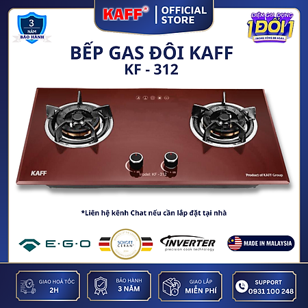 Bếp ga đôi đỏ sang trọng KAFF KF-312 - Hàng chính hãng