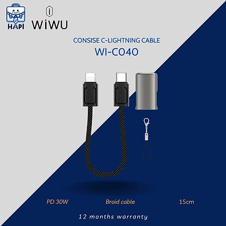 Cáp sạc hàng chính hãng WiWU C to L PD30W WI-C040 (15cm): Thiết kế móc khóa siêu gọn, chuyên dùng sạc dự phòng iP