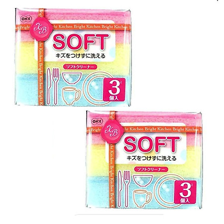 Combo 02 Set mút cọ rửa đa năng Ohe - Hàng nội địa Nhật Bản (03 miếng/Set)