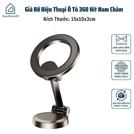 Giá Đỡ Điện Thoại Ô Tô 360 Hít Nam Châm, Hỗ Trợ Tất Cả Điện Thoại Di Động - HÀNG CHÍNH HÃNG MINIIN