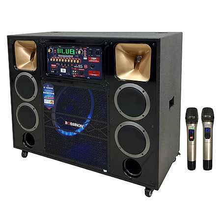 Loa kéo tủ công suất lớn bass 40 đôi dùng bình, có đèn leb thương hiệu Bossinon N8119K- công suất 2.400w- Hàng Chính Hãng