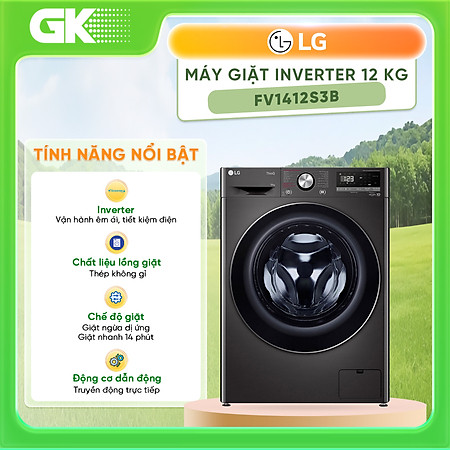 MÁY GIẶT CỬA TRƯỚC LG FV1412S3B 12kg INVERTER - HÀNG CHÍNH HÃNG (CHỈ GIAO HCM)