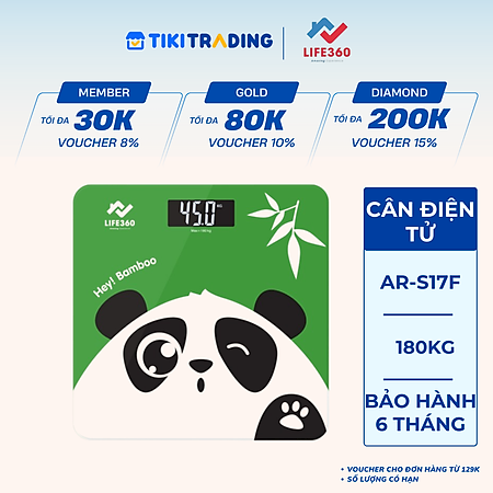 Cân điện tử sức khỏe LIFE360, cân điện tử thông minh, mặt kính cường lực, tải trọng tới 180kg - Hàng chính hãng
