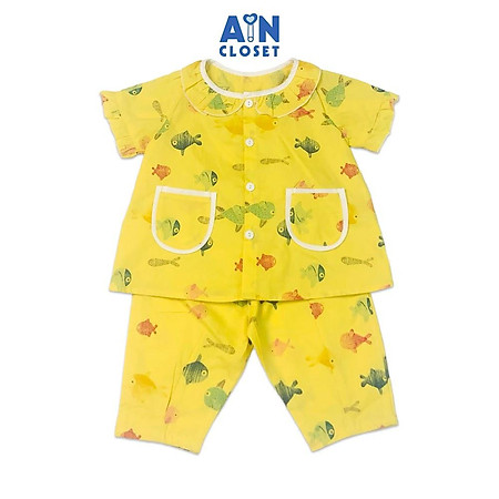 Bộ quần áo lửng bé gái họa tiết Baby shark nền vàng cotton - AICDBG2TR9QL - AIN Closet