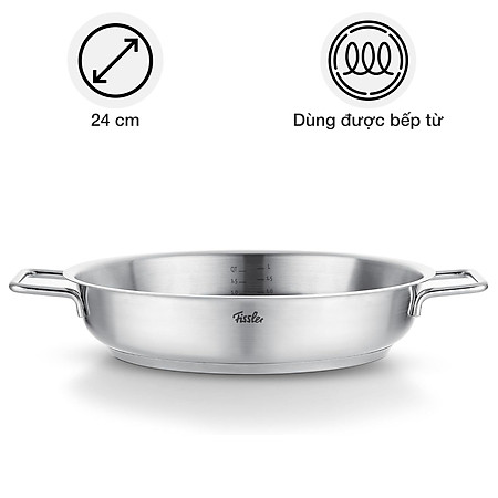 Chảo inox Fissler 086-384-24-100/0 Pure, 24cm Made in Germany Hàng chính hãng