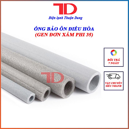 Ống gen cách nhiệt ống đồng điều hòa ĐƠN XÁM PHI 35 (loại dài 1 mét và 2 mét) hàng nhập khẩu - Điện Lạnh Thuận Dung