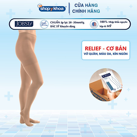 Vớ y khoa quần JOBST Relief - Cơ bản, màu da, kín ngón, 20-30mmHg, giãn tĩnh mạch chân (tất y khoa)