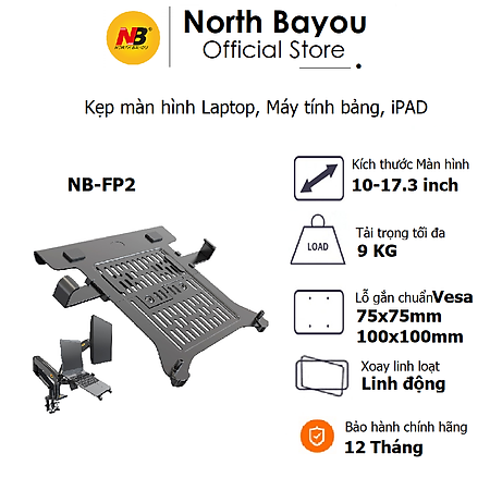 Giá đỡ kẹp North Bayou NB-FP2 cho Laptop, Máy tính bảng, iPAD Màn hình từ 10inch - 17.3inch - Hàng chính hãng