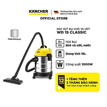 Máy hút bụi đa năng khô và ướt WD 1s Classic dành cho Karcher (New 2023) - Hàng Chính Hãng