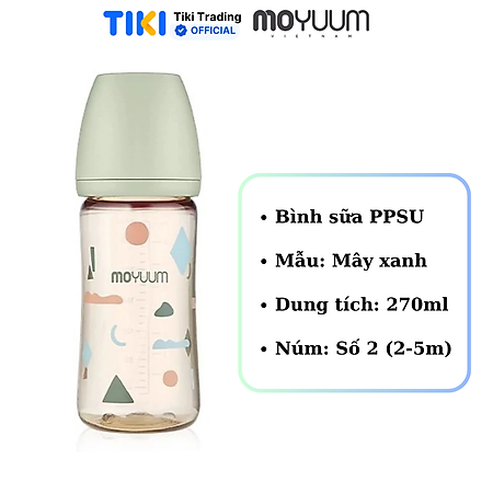 Bình sữa trẻ em PPSU cao cấp Moyuum 170m/270ml nhiều màu