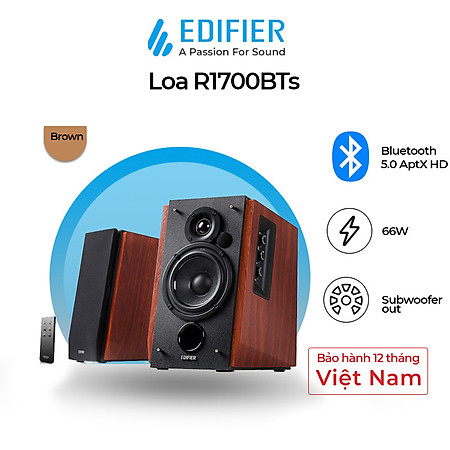 Loa bluetooth Edifier R1700BTS Qualcomm AptX HD Công suất 66W Đầu ra loa siêu trầm - Hàng chính hãng