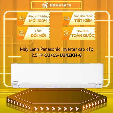 Máy lạnh Panasonic Inverter cao cấp 2.5 HP (2.5 Ngựa) CU/CS-U24ZKH-8 model 2023 - Hàng chính hãng( Chỉ giao HCM)