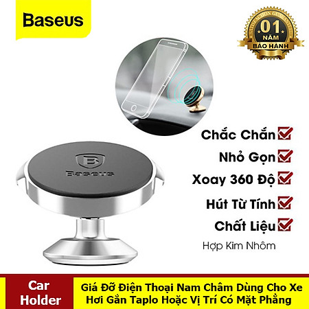 Giá Đỡ Điện Thoại Nam Châm Trên Xe Hơi Gắn Taplo Với Thiết Kế Nhỏ Gọn Chắc Chắn Hút Cực Mạnh - Hàng Chính Hãng Baseus