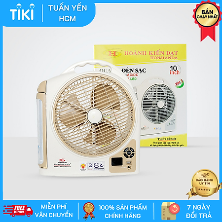 Quạt sạc tích điện Honjianda FL 223 - tích hợp đèn LED & cổng USB - Hàng chính hãng