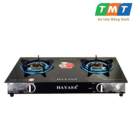Bếp gas đôi Hayasa HA-8096 điếu inox 304, đầu đốt đồng kiềng 5 ly