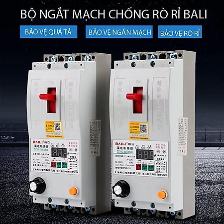 CB, Aptomat Bali 63A chống mất pha, lệch pha, chống dòng rò, quá tải, có nút điều chỉnh Ampe chuyên dùng cho động cơ 3 pha.