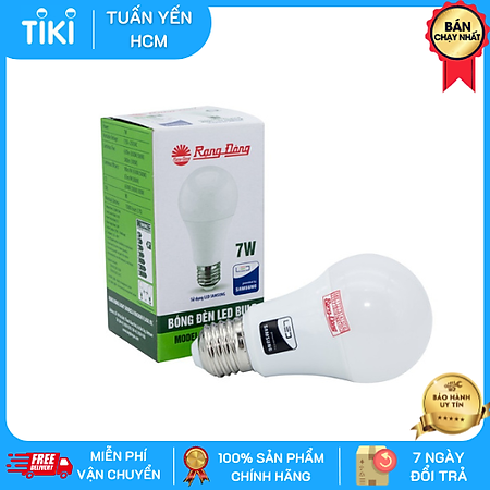 06 Bóng đèn Led 7W Rạng Đông, Model LED BULB A60N3/7w ánh sáng trắng