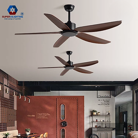Quạt trần cánh nhựa ABS QT 132 5 cánh SuperVilighting hàng chính hãng trang trí phòng khách chung cư phòng ngủ